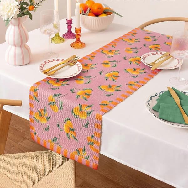 Appelsiner Bordløber 220 cm x 35 cm Rosa