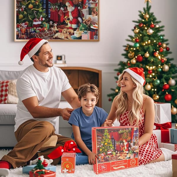 Adventskalender 2026 Puslespill Med 1008 Biter 24 Dagers Nedtelling Til Jul For Voksne Og Barn