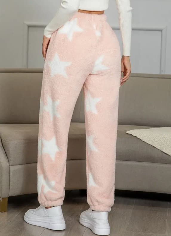 Bløde joggingbukser til damer fleece lounge pyjamasbukser lyserød Pink Pink L