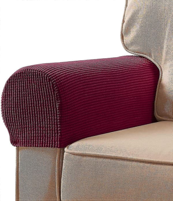Stretch armstödsöverdrag spandex armskydd för stolar soffa fåtölj överdrag för recliner soffa med vridstift 2st Wine