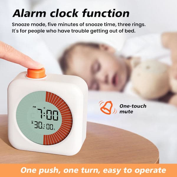 Digital visuell timer 3-i-1 – Timer, klokke og vekkerklokke, 60-minutters nedtelling, for barn og hjem Rosa