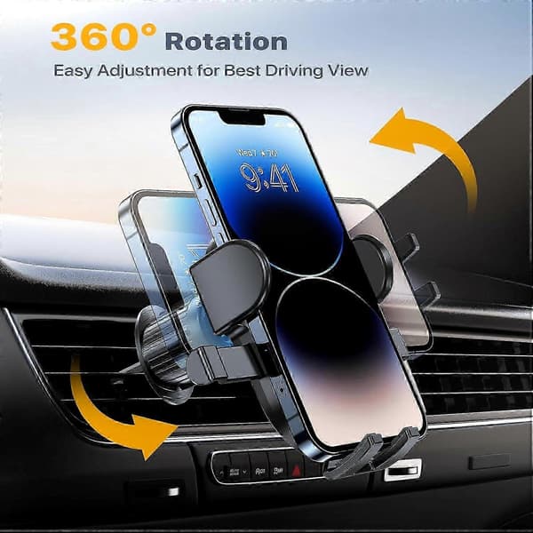 Miracase Universal Bilventiltelefonholder, Oppgradert Klemfeste for Alle Smarttelefoner