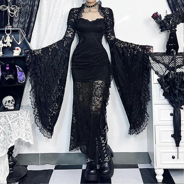 Halloween Gotisk Blondebluse Stor Blonde Udsvunget Ærmedesign Festkostume S