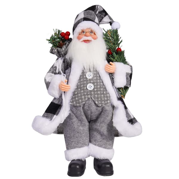 Julepynt Julenissefigur, Svart og Hvit Rutete Nisse
