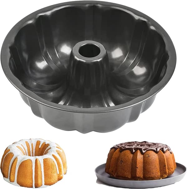 [zd]Ringform, 24 cm/9,6 tommer rund kageform, non-stick bageform, kulstofstål, riflet ringform