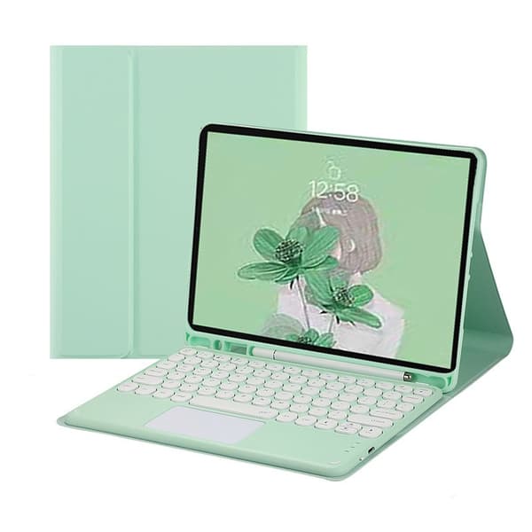 Bluetooth-tastaturdeksel til Samsung Galaxy Tab S9 Plus/S9 Fe Plus 12,4\", runde taster, grønn[zd]