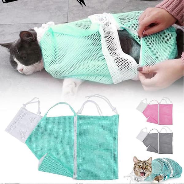 Kat bruse netpose Kat pleje bade pose Justerbar kat vaskepose[zd] Green