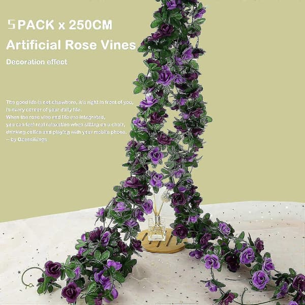 5 stk 12,5 m kunstig rosegirlander vinranke hengende rose(b)[zd]