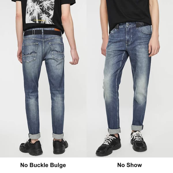 [zd]Herrebælte uden spænde - Spændefri, usynlig elastisk bælte til mænd og kvinder - Justerbart taljebælte til jeans og bukser, sort