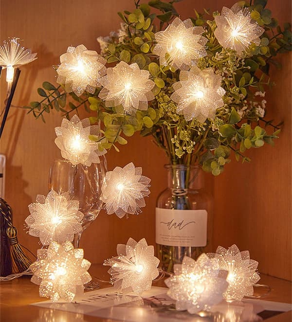 [zd]Halloween kunstig blomst LED dekorativt lys, hvit