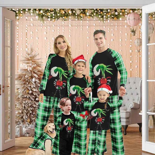 Julepyjamas Familiesæt Matchende Pyjamassæt Julepyjamas Nattøjssæt til Juleferie Julefest