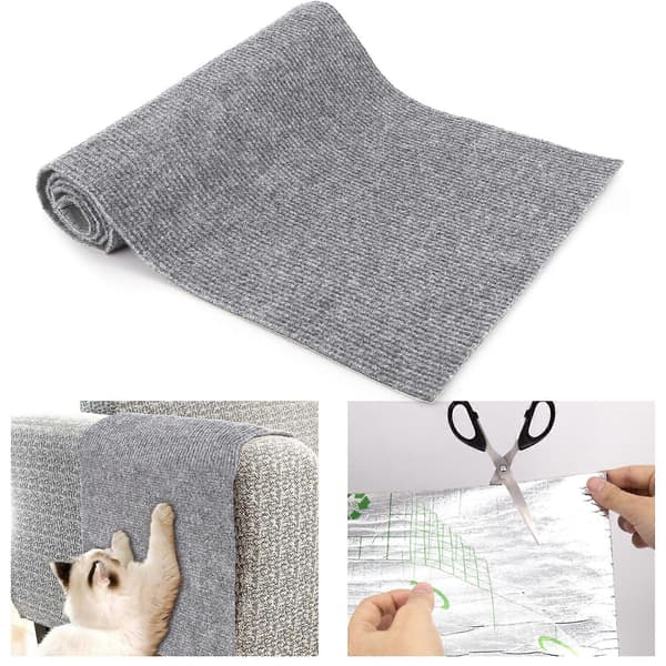 Katteskrapematte Møbelbeskyttelse, DIY Selvklebende Skrapematte for Katter, Anti-Ripebeskyttelse for Sofa, Vi Lys Grå_max Light Gray