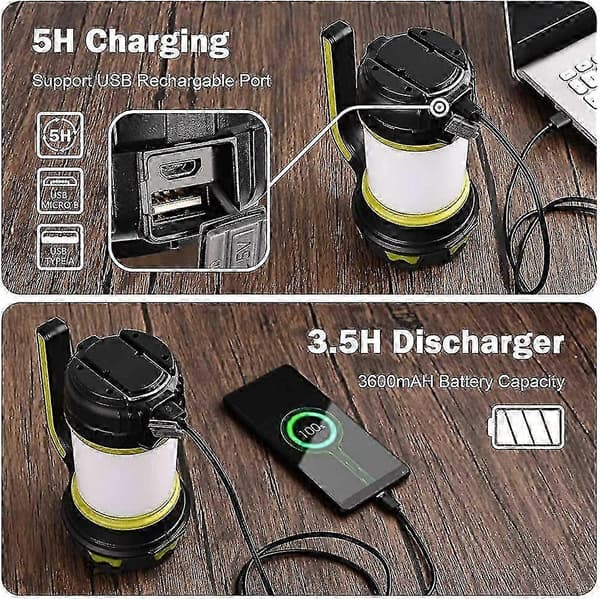 Bærbar campinglykt, Heilwiy USB oppladbar LED campinglykt dimbar IP65 gave