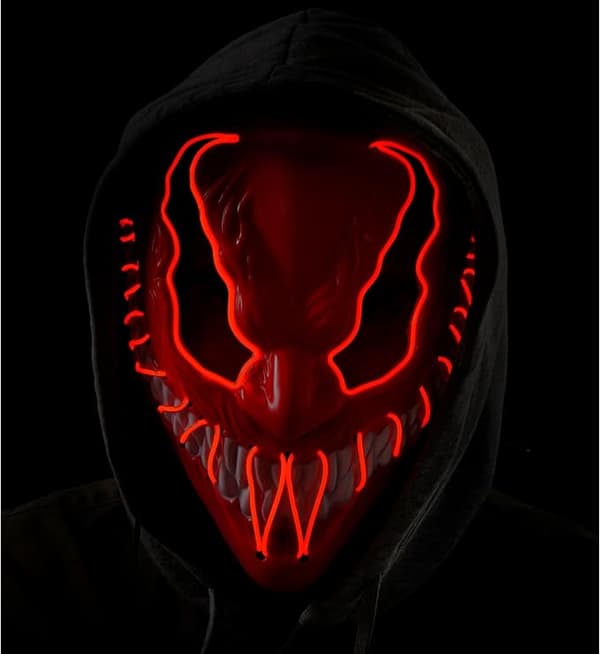 Halloween-hohtomaskit, LED-hirviömaskit, pelottavat kasvot, demonit, Halloween (punainen) Red
