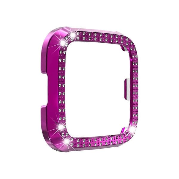 Til Fitbit versa / versa lite PC Dobbelt-række Diamant-indlagt Beskyttelsesskal (Sort) Purple