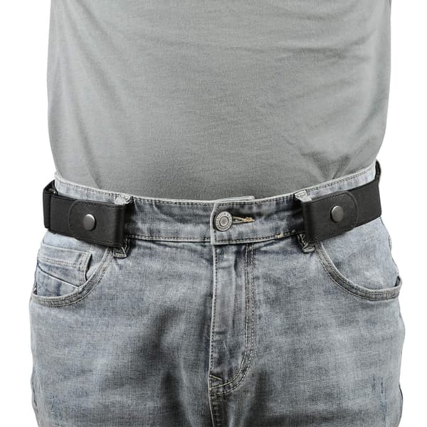 [zd]Herrebælte uden spænde - Spændefri, usynlig elastisk bælte til mænd og kvinder - Justerbart taljebælte til jeans og bukser, sort