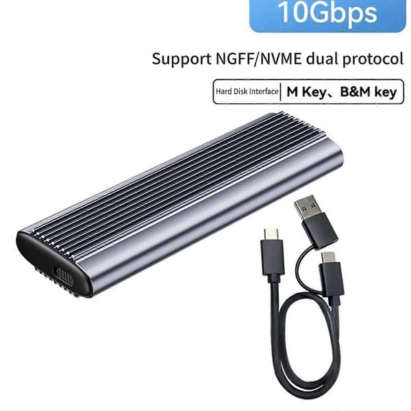 M.2 Solid Disk-kabinett for NVMe to protokoller, USB C 3.1 10 Gb ekstern HDD-boks for PCIE Solid Disk 2230/2242/2260/2280 aluminium[zd] With a c line