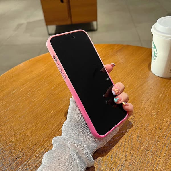 iPhone 13 Pro Fodral Gradient Design TPU Silikon Stötsäkert Halkfritt med Kameralinsskydd (Persikrosa Neonrosa)