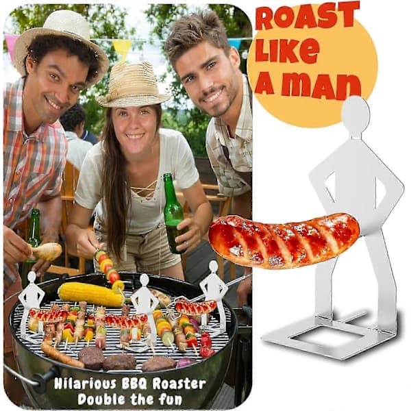 [zd]Korvgrillhållare, set om 5, återanvändbara människoformade grillställ i rostfritt stål för campingfester och utomhusmatlagning