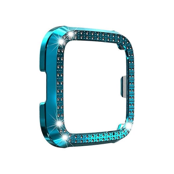 För Fitbit versa / versa lite PC Dubbelradig Diamantbesatt Skyddsskal (Svart) Rock Teal