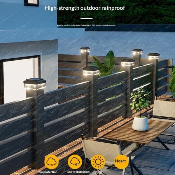 1 stk. Solar LED-stolpehette lys IP65 Vanntett Solar Gjerde 9X9cm