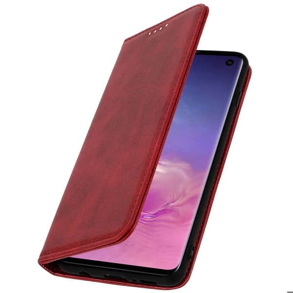 Samsung Galaxy S10 -kotelo, korttipidike, videotuki, punainen Röd