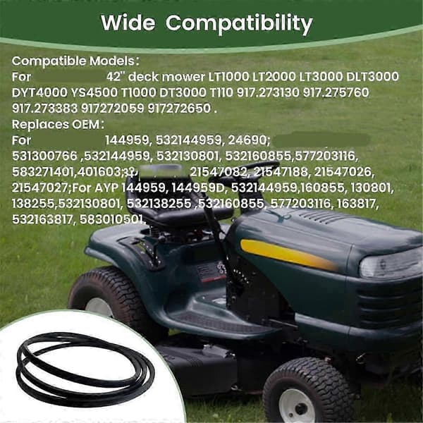 2-pak 144959 drivrem til LT1000 LT3000 DLT3000 42 tommer havetraktor, reservedele 532144959(1