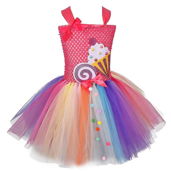 Lollipop Handgjord Barnklänning Glass Regnbåge Flickors Prinsessklänning[zd] 100