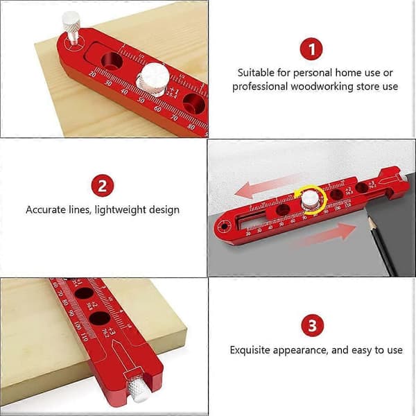 Träbearbetning ritning aluminiumlegering justerbar röd kompass[zd]