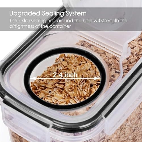 4L Cereal Storage Containers - Airtight Flip Top Lids, BPA Free, Clear Plastic with Labels
