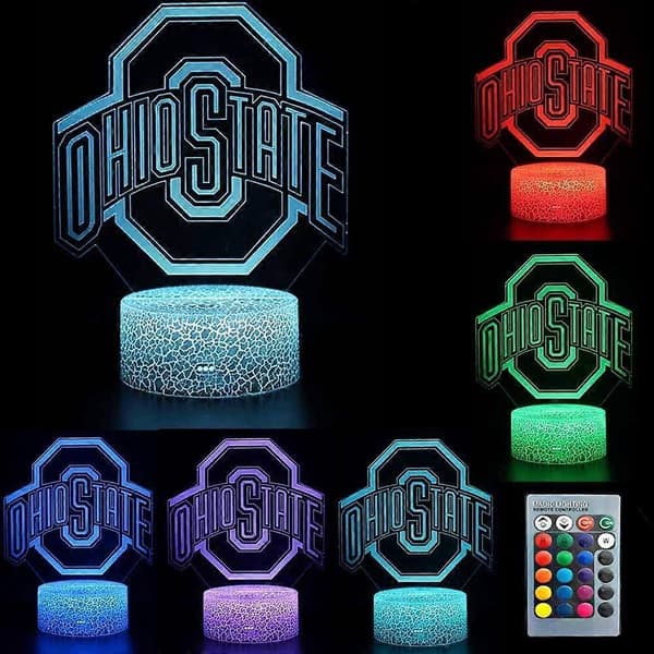 Universitetsfodboldhold Logo 7 Farveskift Dekorationslampe Skrivebord Bord 3D Illusion Natlampe[zd]