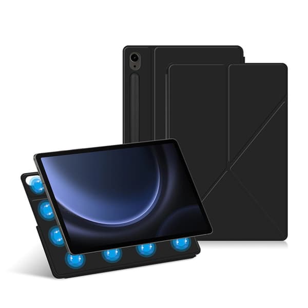 Kompatibel med Samsung Galaxy Tab S9 Ultra 14.6 2023 - Solid sort PU læder TPU etui[zd]