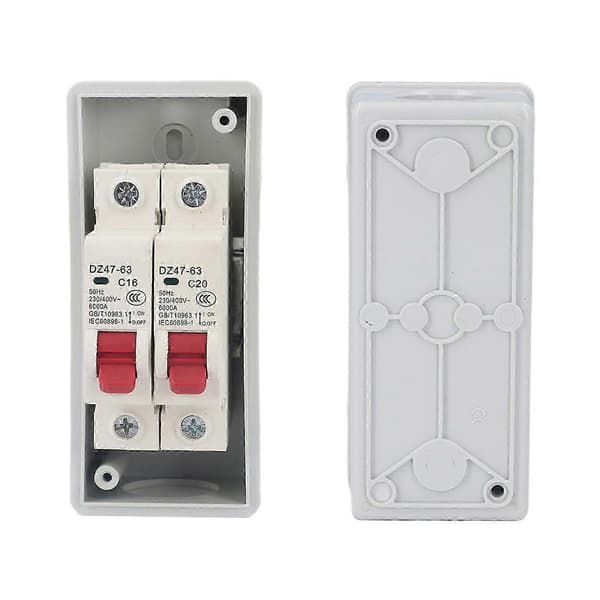 SG Utomhus Vattentät Distributionslåda Strömbrytare MCB C Typ 2 Vägs AC 230V 400V C16+C20
