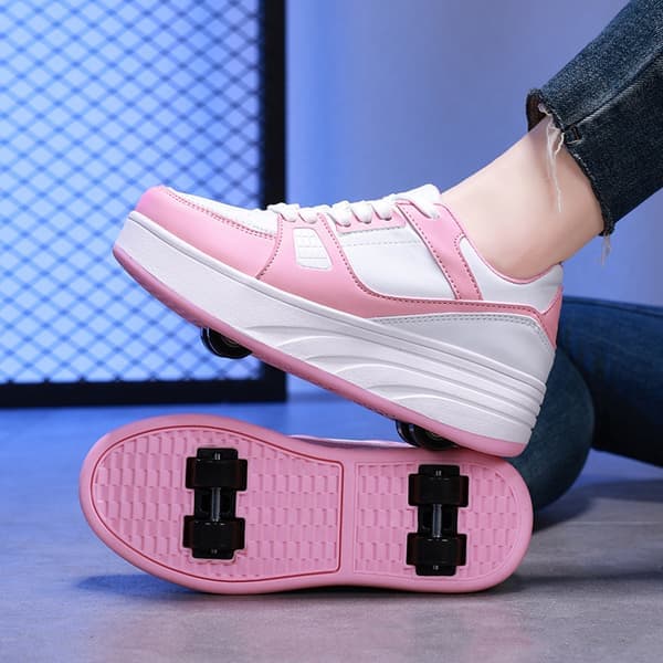 Rulleskøytesko for barn jenter gutter avtakbare hjulmote joggesko hvit rosa White Pink White Pink 32