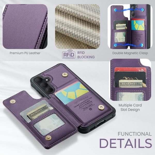 Compatible with Samsung Galaxy S26 5G Case with Card Slot RFID Purpur