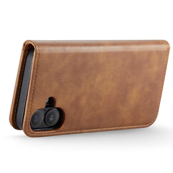 [zd]DG MING iPhone 16 2-i-1 Magnet Pungcover - Brun Brun brown