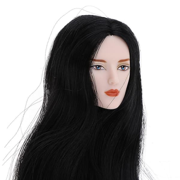 1/6 Mandlig BJD sort hår hovedskulptur kugleleddet dukke kropsdele makeup