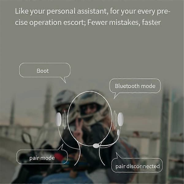 1 stk Bluetooth Intercom Motorsykkelhjelm Bluetooth-hodesett for 2 ryttere Intercomunicador Trådløs He