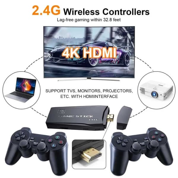[zd]M8 Game Stick Lite 2024 20.000+ retro TV-spil sort black