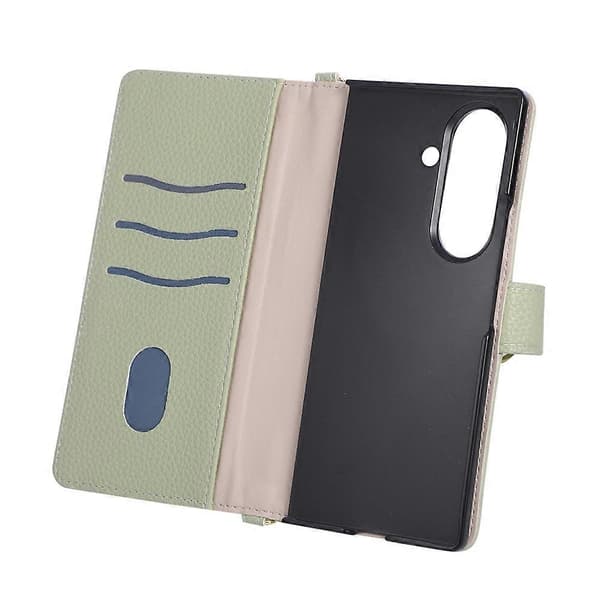 Kompatibel med Samsung Galaxy Z Fold8 Ultra Plånboksfodral Triangulär skarvning Dragkedja Läder Telefonfodral med handledsrem Green