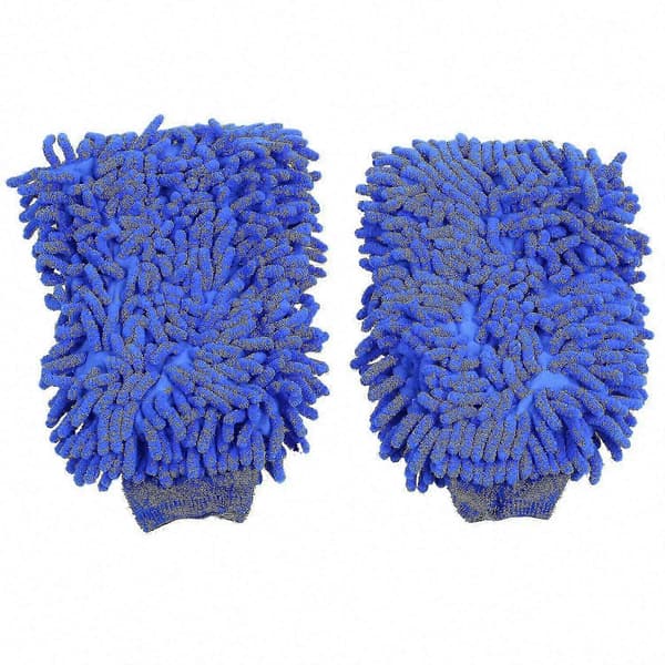 2x Premium Mikrofiber Chenille Superabsorberande Biltvättvantar för Vax & Tvätt (Blå)