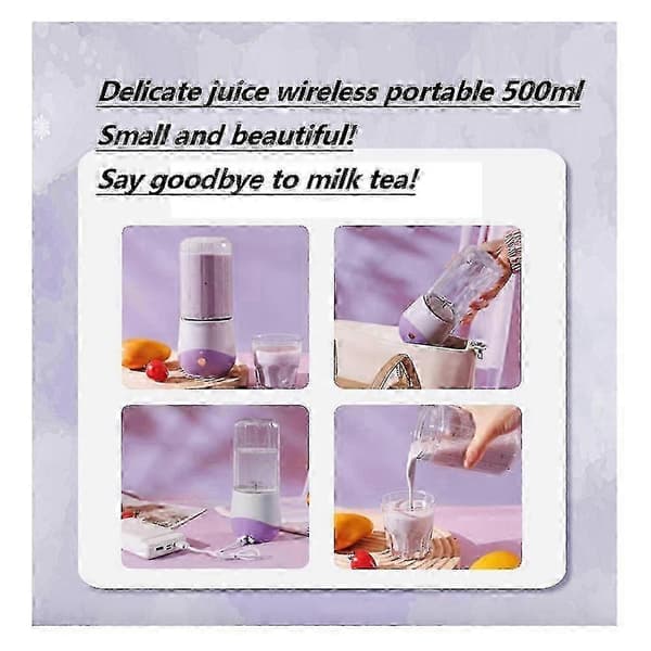 Personlig oppladbar USB-blender for shaker og smoothies Purple