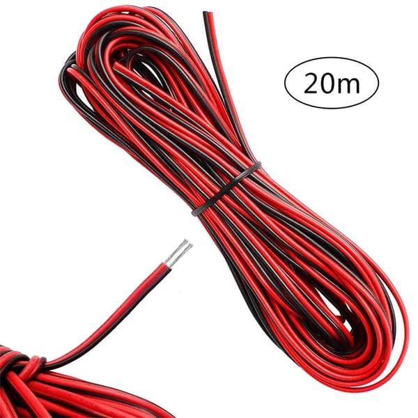 Elektrisk Tråd Flexibel Kabel (Röd Svart 20 Meter 22AWG) PVC 2 Ledare