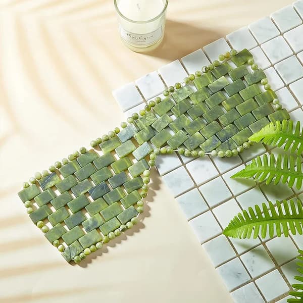 Luonnollinen Jade Silmänaamio Viilentävä Uni Silmä Kasvohoito Spa Naamio vihreä green 24.5*9.5cm