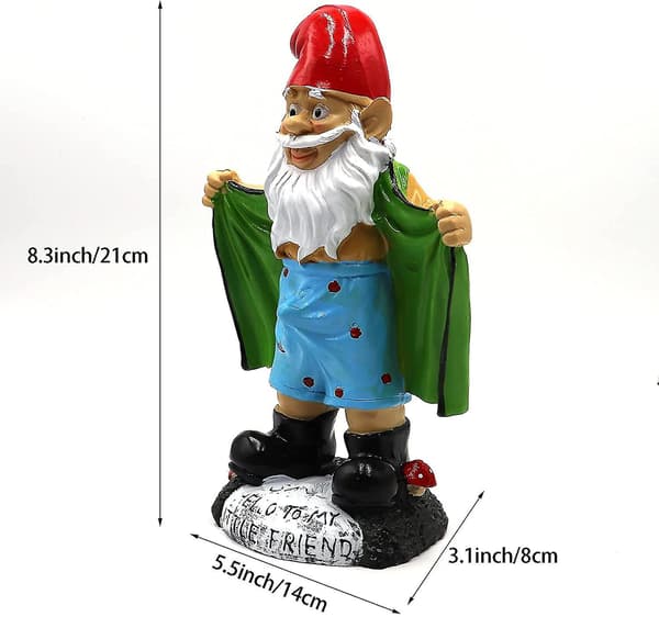 8,3 tommer/21 cm stor hagegnom, polyresin utendørs skulptur gnomstatue, hagefigur kunst hagedekorasjon (trollmann i grønt)