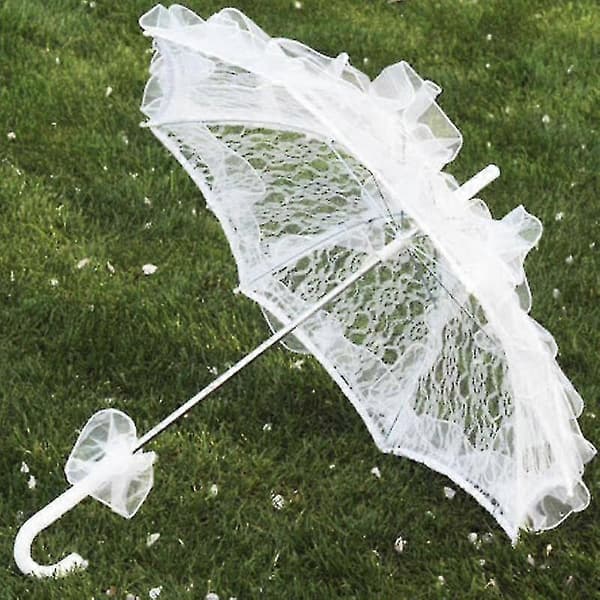 60 cm kvinnor damer bomull spets parasoll bröllopsfest handgjord [zd]