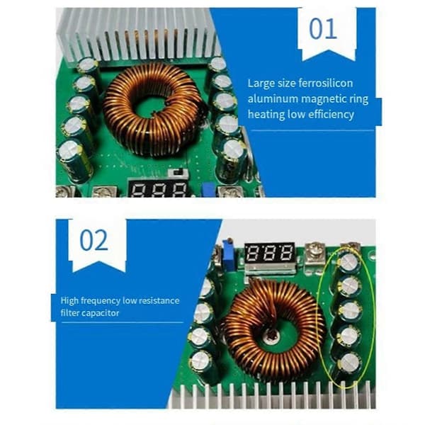1500W 50A Justerbar Buck Converter Strømforsyning DC-DC 25-90V til 12V 48V 60V Høy Effekt Spenningsregulator