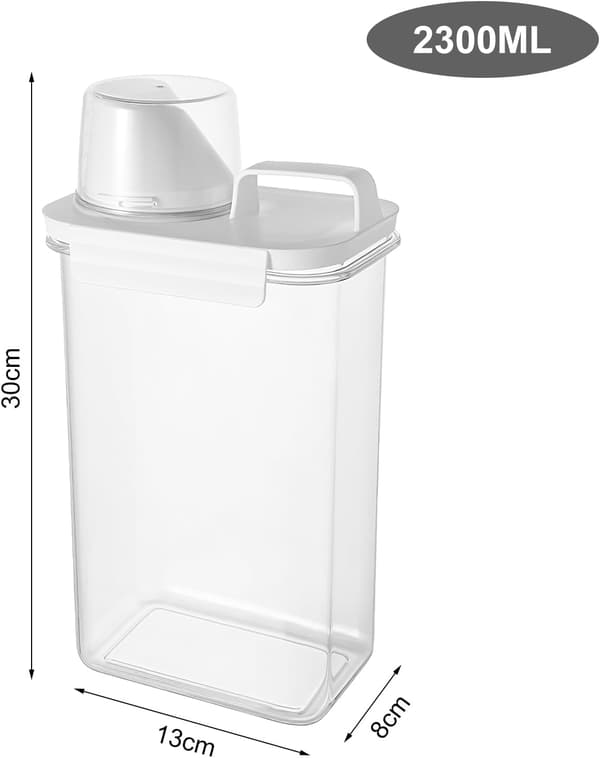 2300ML Oppbevaring av vaskepulver, Vaskemiddeldispenser Oppbevaring av vaskepulver Doseringskule Flytende Vaskemiddel
