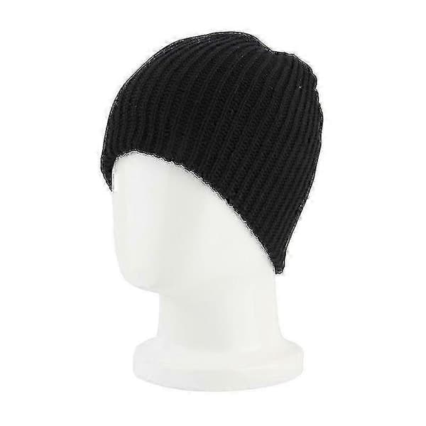 Män Stickad Slouch Mössa Baggy Varm Oversize Skateboard Keps Black