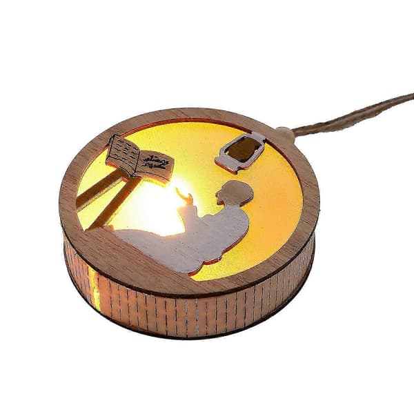 Eid Håndværk Natlys, DIY Ramadan Mubarak Lys 3D Træ LED Lys Dekoration